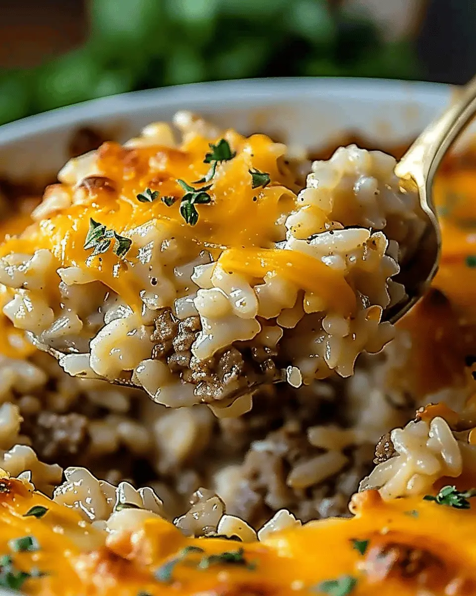 Cheesy Ground Beef Rice Casserole