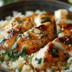Chicken Scampi with Garlic Parmesan Rice