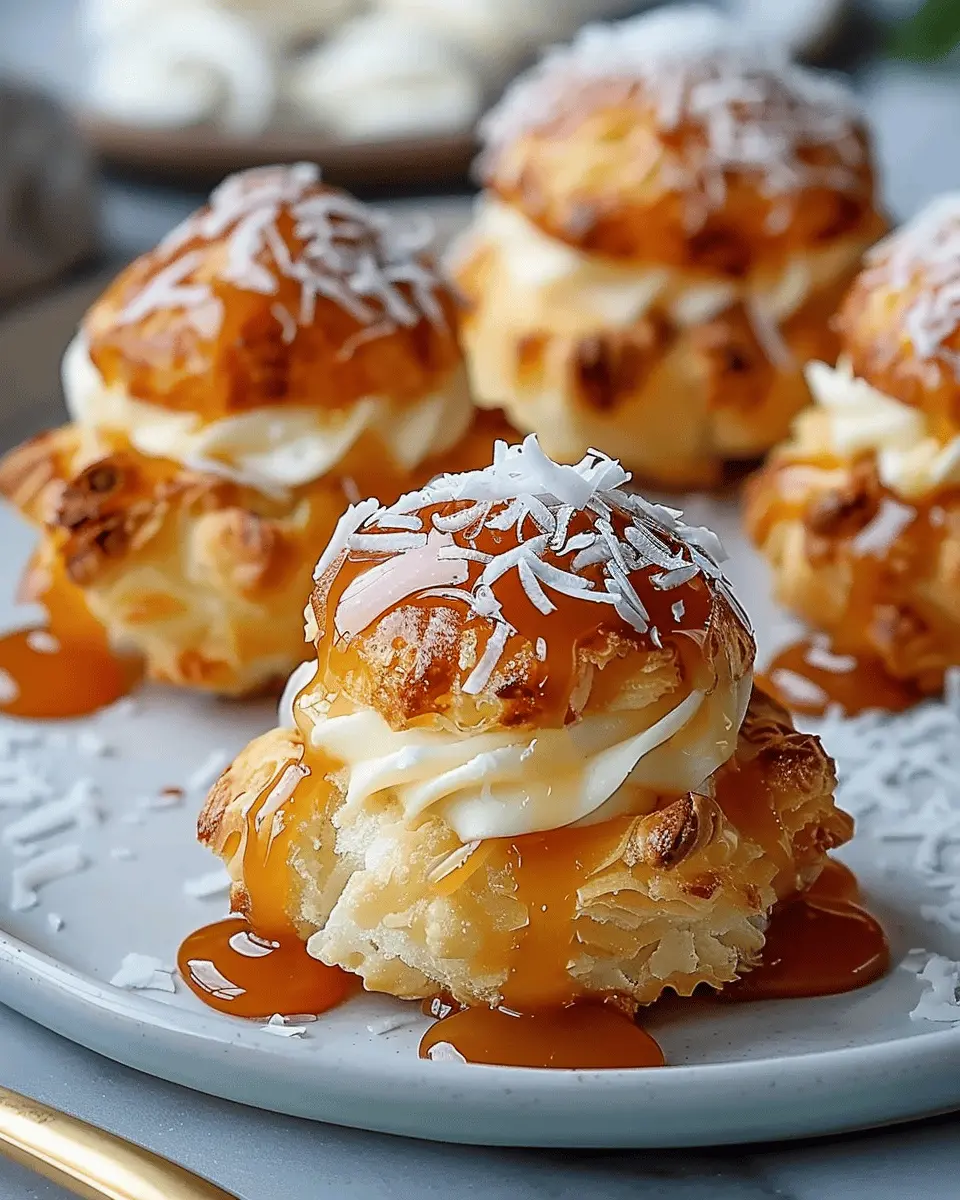 Coconut Caramel Cream Puffs