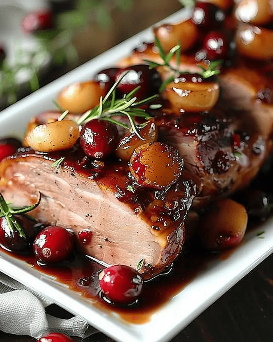 Cranberry Dijon Pork Loin Roast with Apple Cider Glaze
