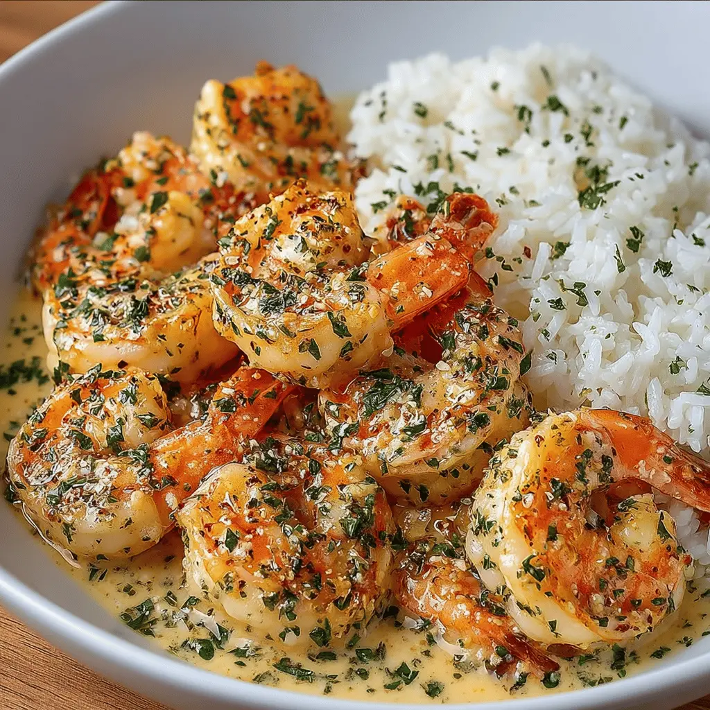 Creamy Garlic Butter Shrimp with Rice