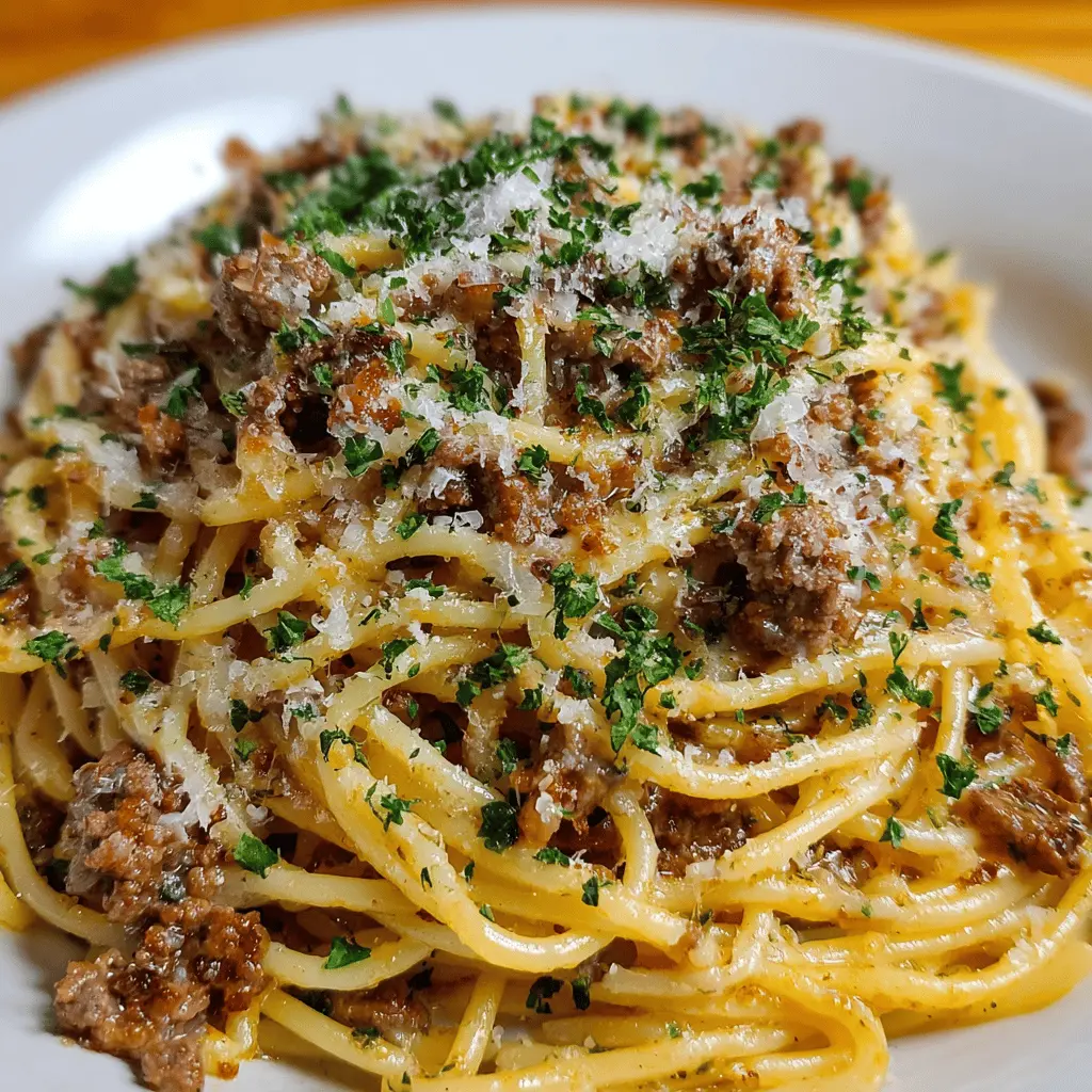 Creamy Garlic Butter Spaghetti with Parmesan Beef