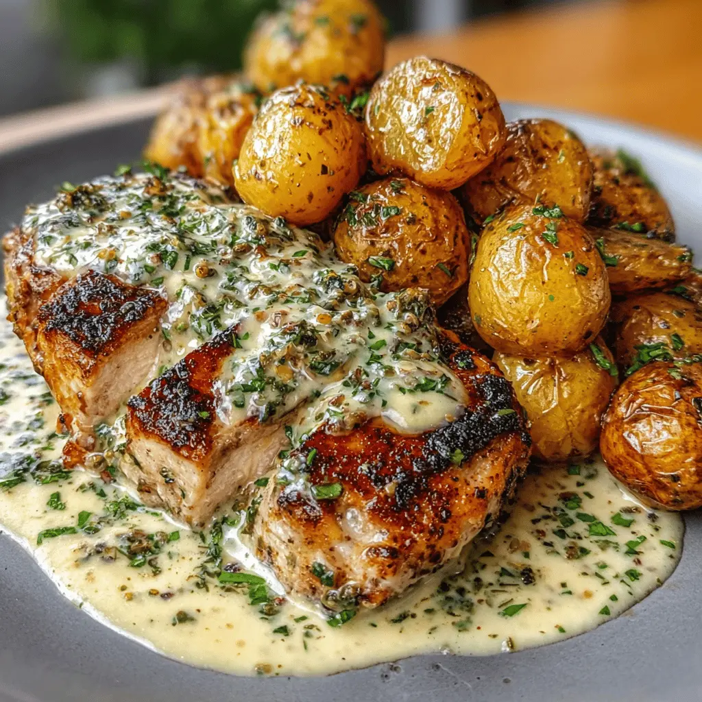 Creamy Garlic Chicken with Roasted Baby Potatoes