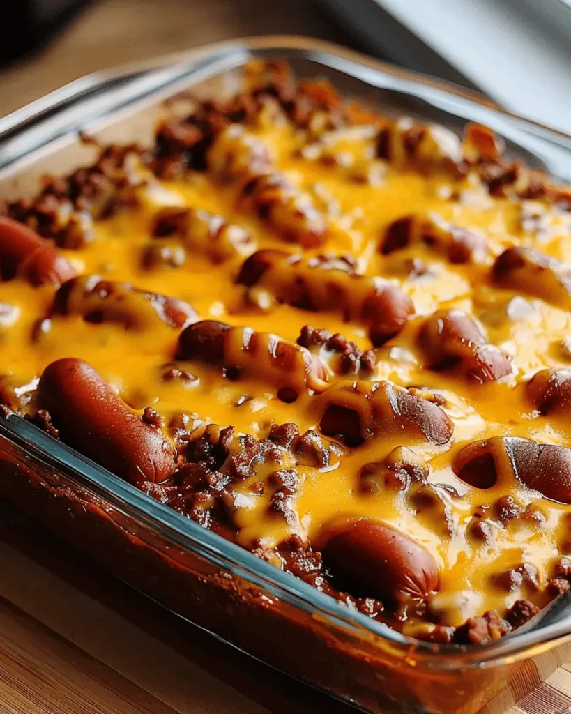 Fully Loaded Classic Chili Cheese Dog Casserole