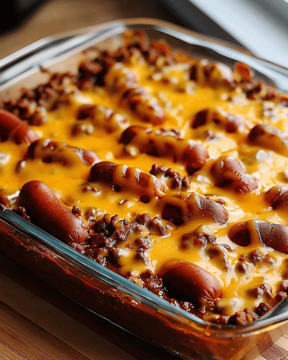 Fully Loaded Classic Chili Cheese Dog Casserole
