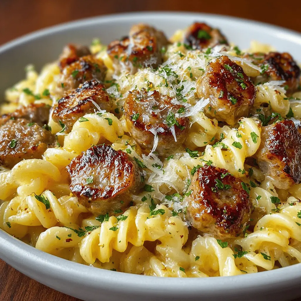 Garlic Butter Sausage Parmesan Pasta