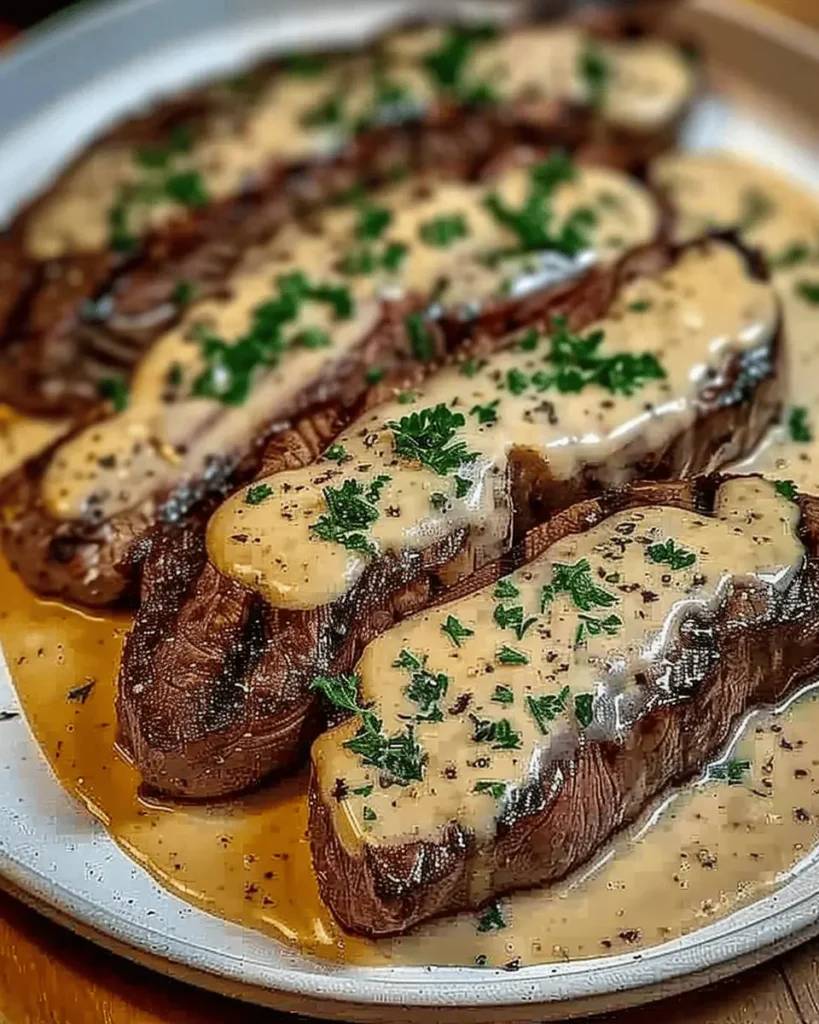 Juicy Steak with Creamy Garlic Sauce