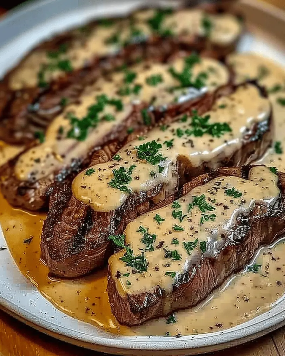 Juicy Steak with Creamy Garlic Sauce