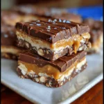 No Bake Crispy Snickers Bars