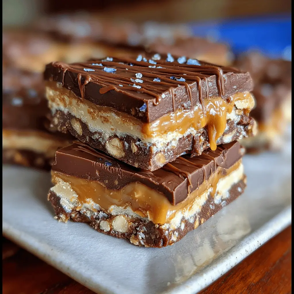 No Bake Crispy Snickers Bars