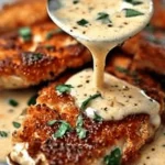 Parmesan Crusted Chicken with Creamy Garlic Sauce
