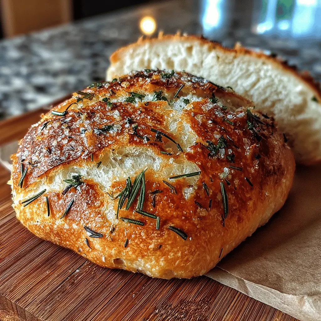 Rustic No-Knead Rosemary Garlic Bread