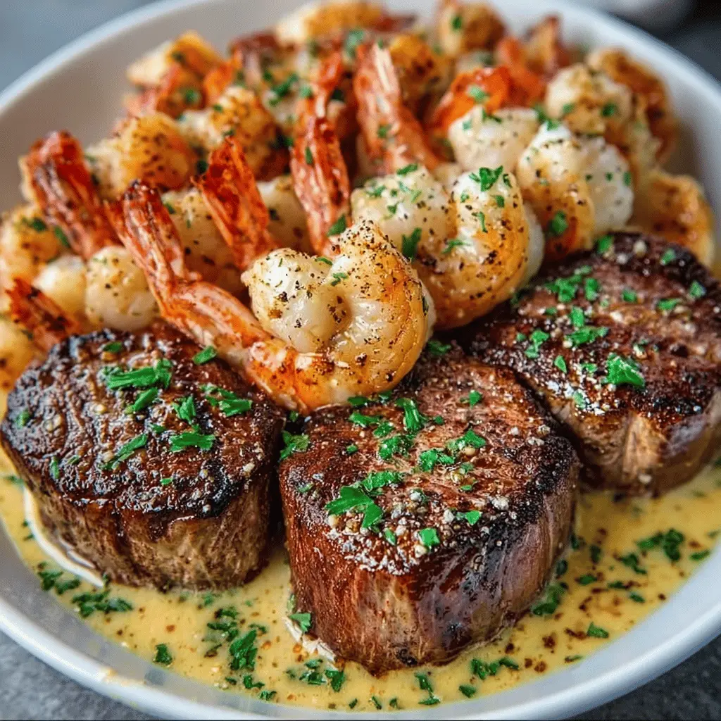 Surf and Turf with Creamy Garlic Butter Sauce