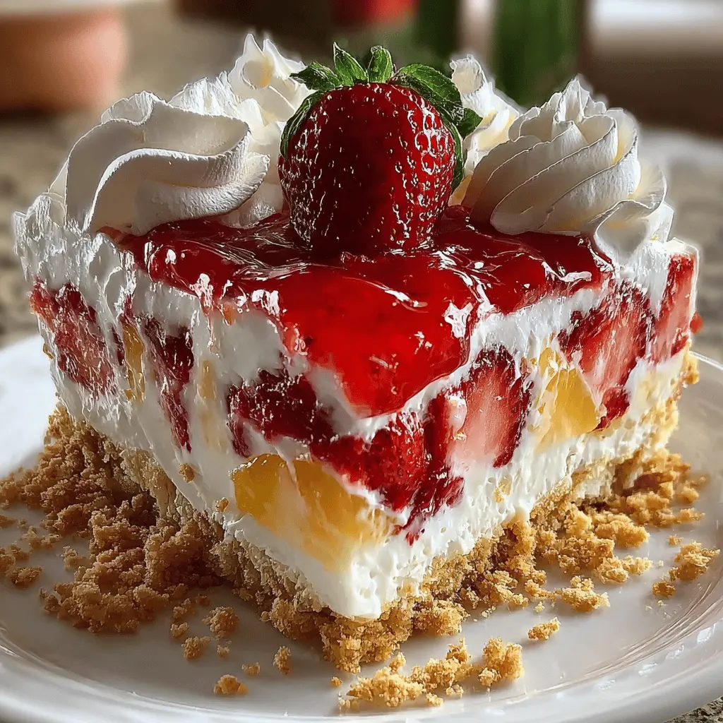 Tropical No-Bake Strawberry Split Cake