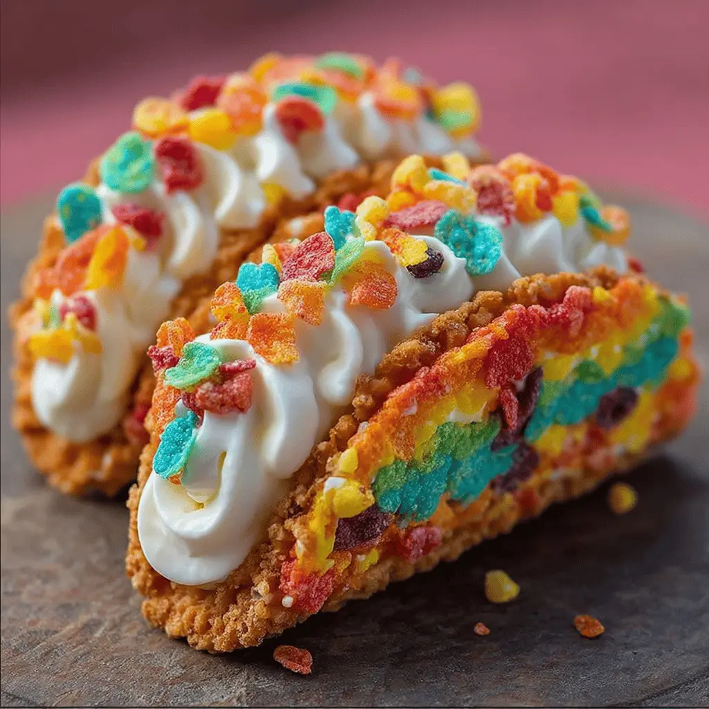 Fruity Pebbles Cheesecake Tacos
