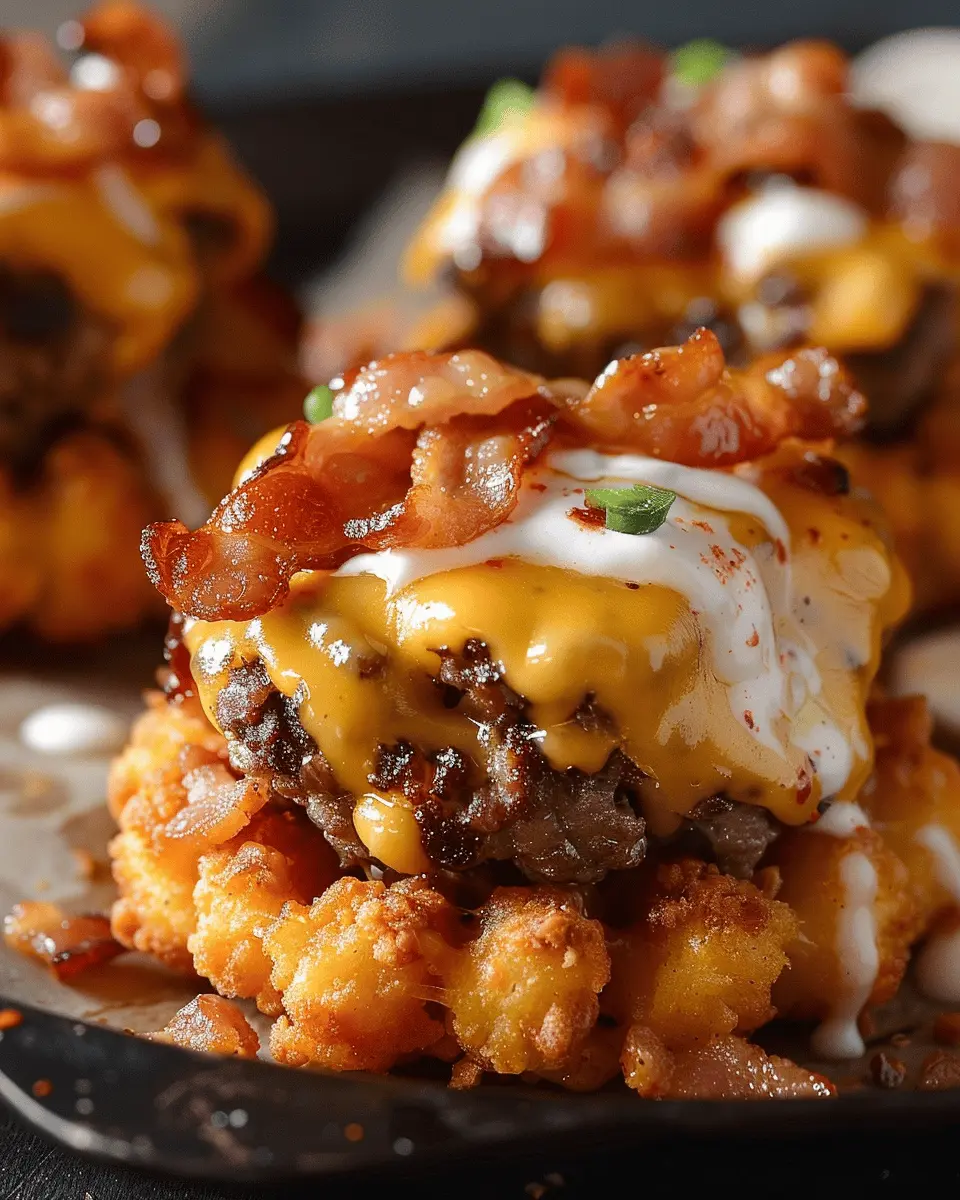 Bacon Cheeseburger Stuffed Tater Tot Con