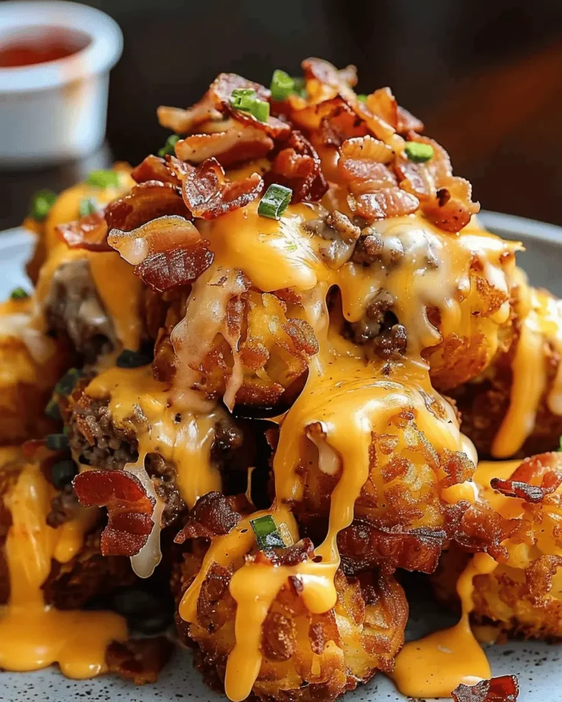 Bacon Cheeseburger Stuffed Tater Tot Cones