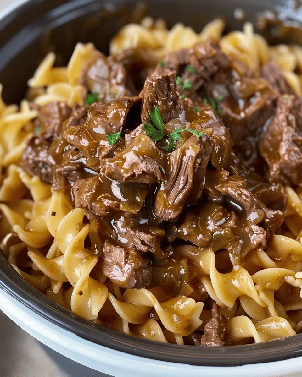 CROCKPOT BEEF AND NOODLES