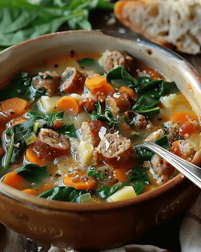 Chicken Sausage & Spinach Soup