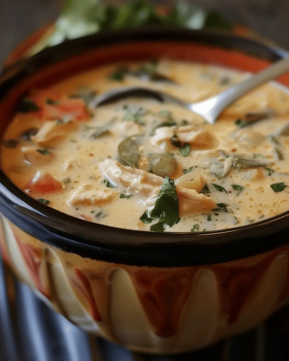 Creamy Poblano Chicken Rellenos Soup