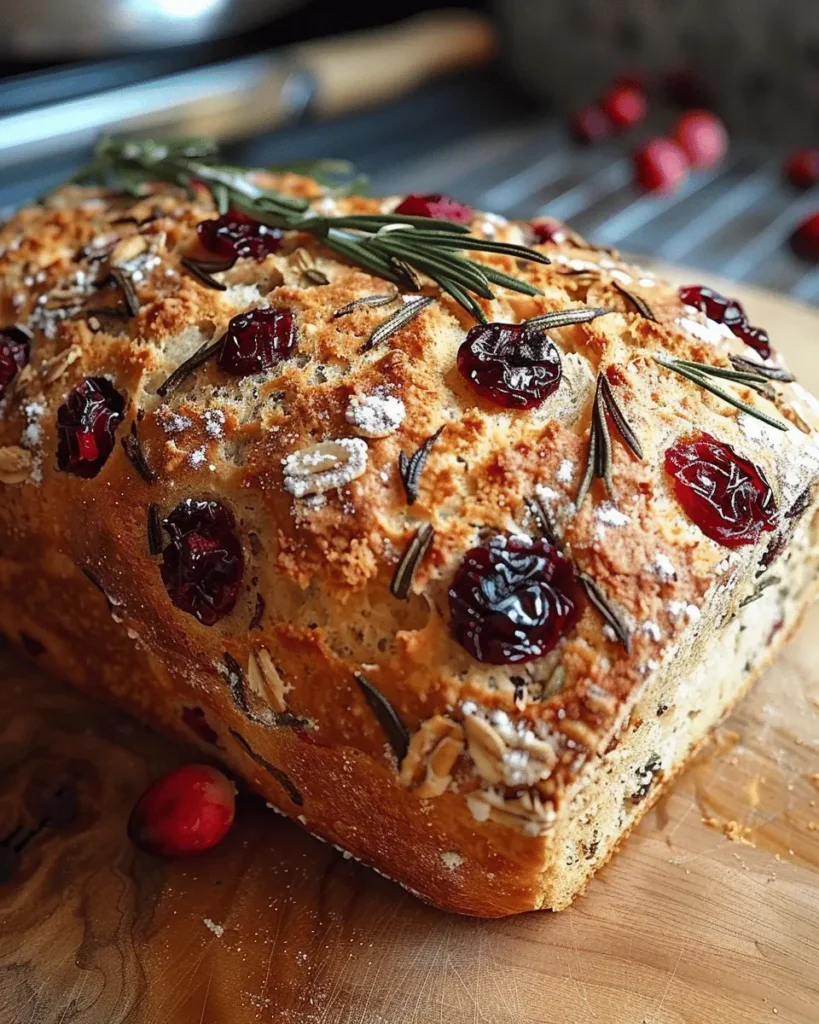 No-Knead Rosemary Cranberry Bread