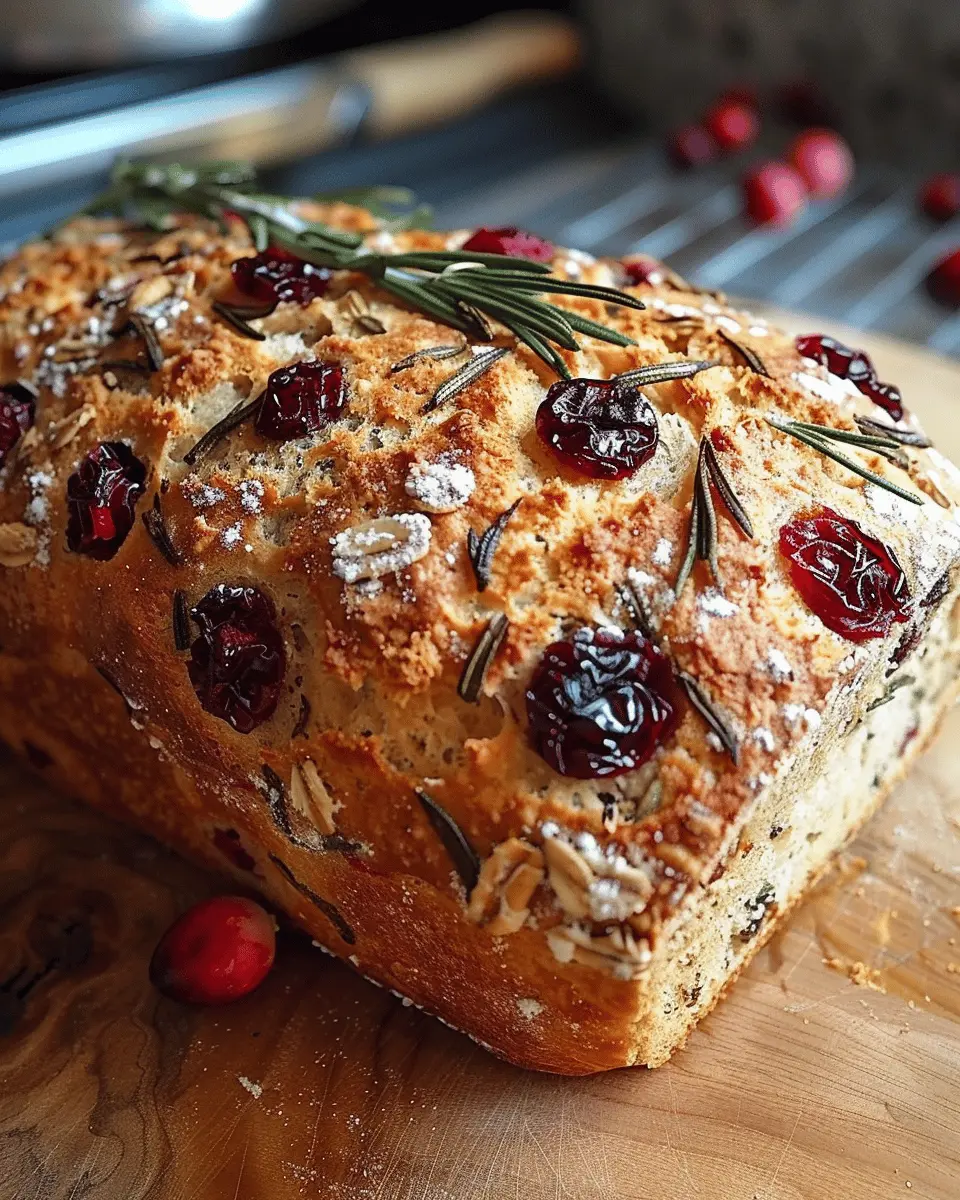 No-Knead Rosemary Cranberry Bread