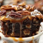 Rich loaded caramel pecan brownie