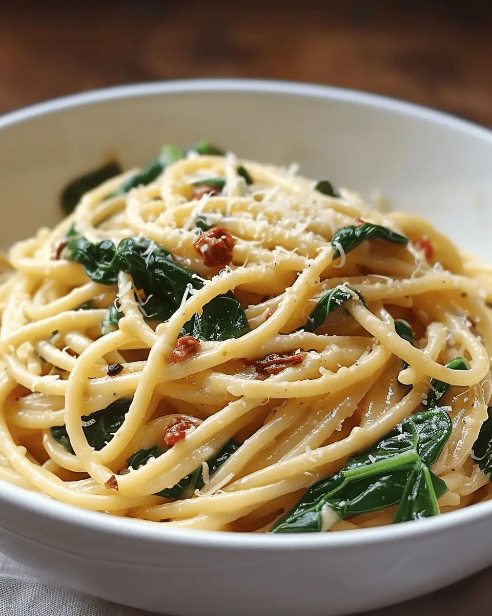 Spaghetti & Spinach with Sun-Dried