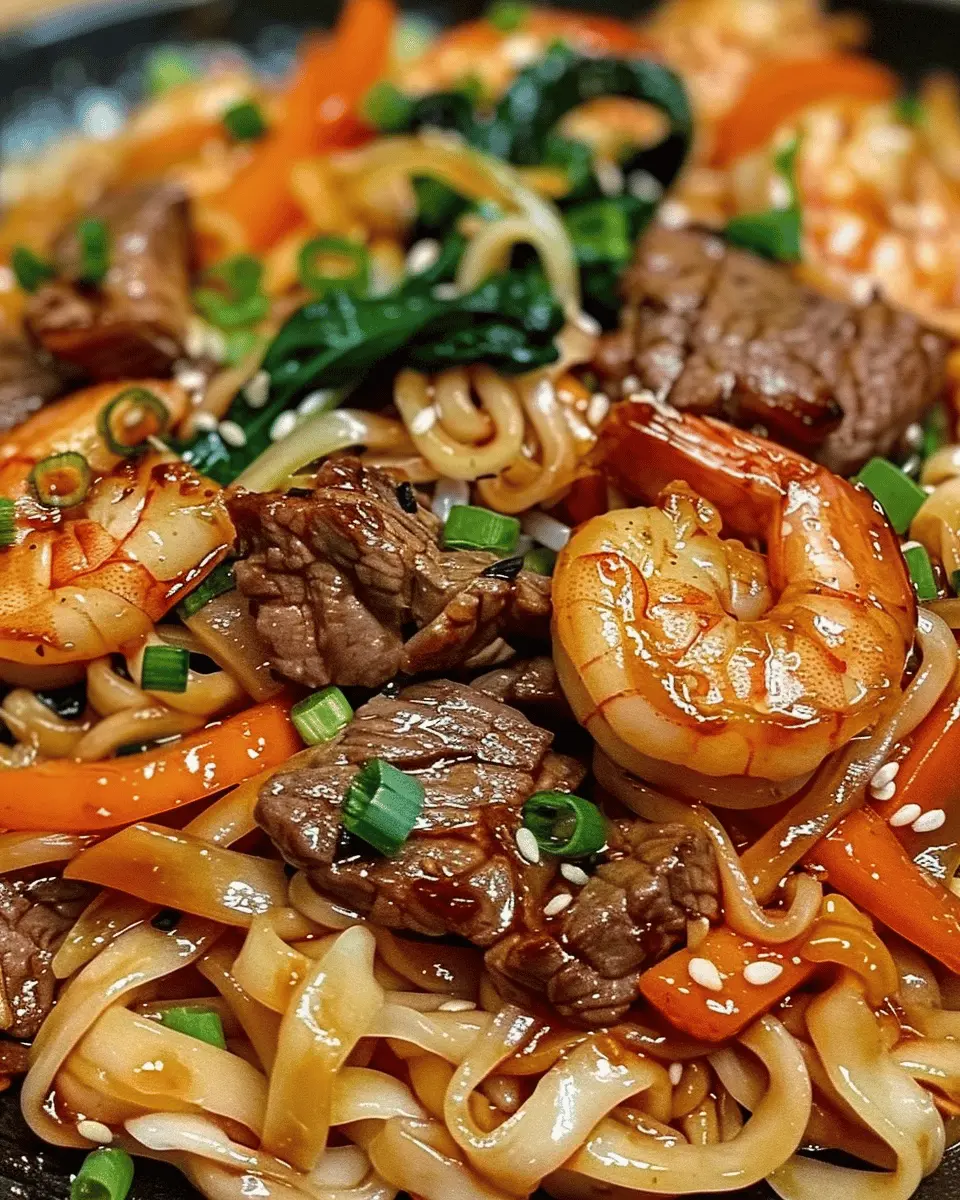 Steak & Shrimp Stir-Fried Noodles