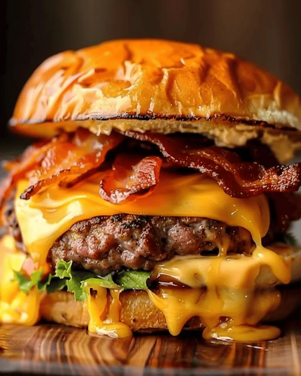 Triple Cheese Bacon Explosion Sandwich