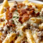 Loaded Bacon Cheeseburger Alfredo Pasta