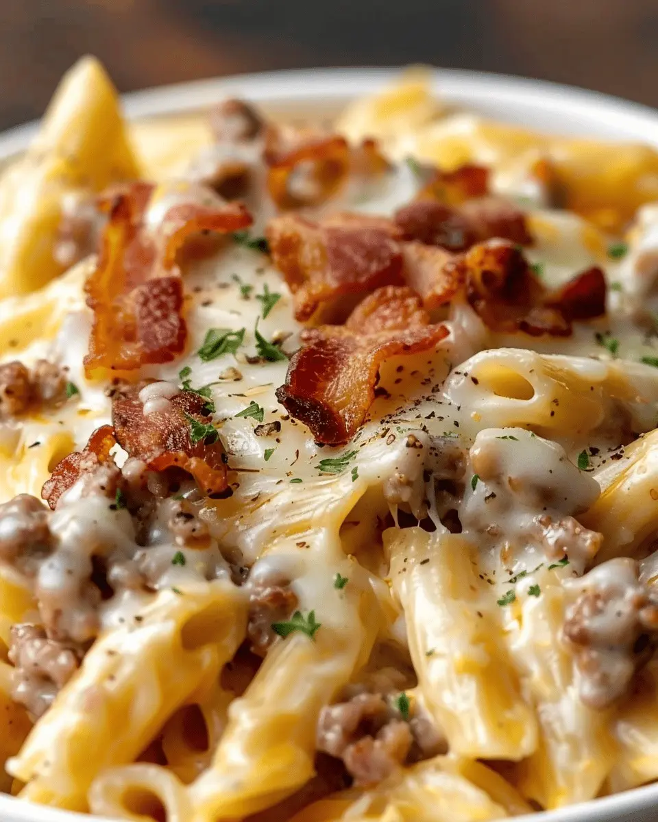 Loaded Bacon Cheeseburger Alfredo Pasta