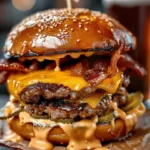 Oktoberfest Pretzel Bun Beer Cheese Burger Recipe