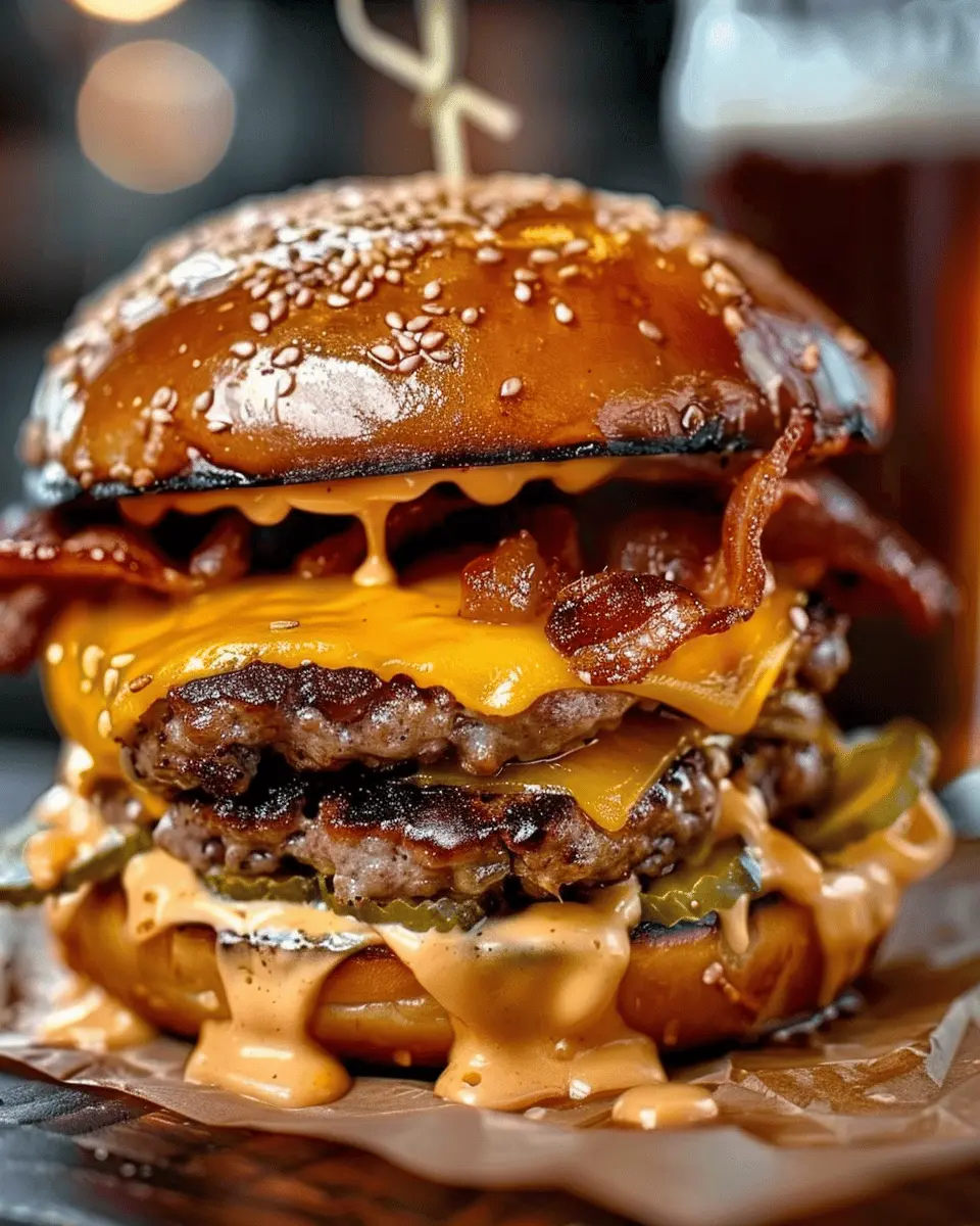 Oktoberfest Pretzel Bun Beer Cheese Burger Recipe