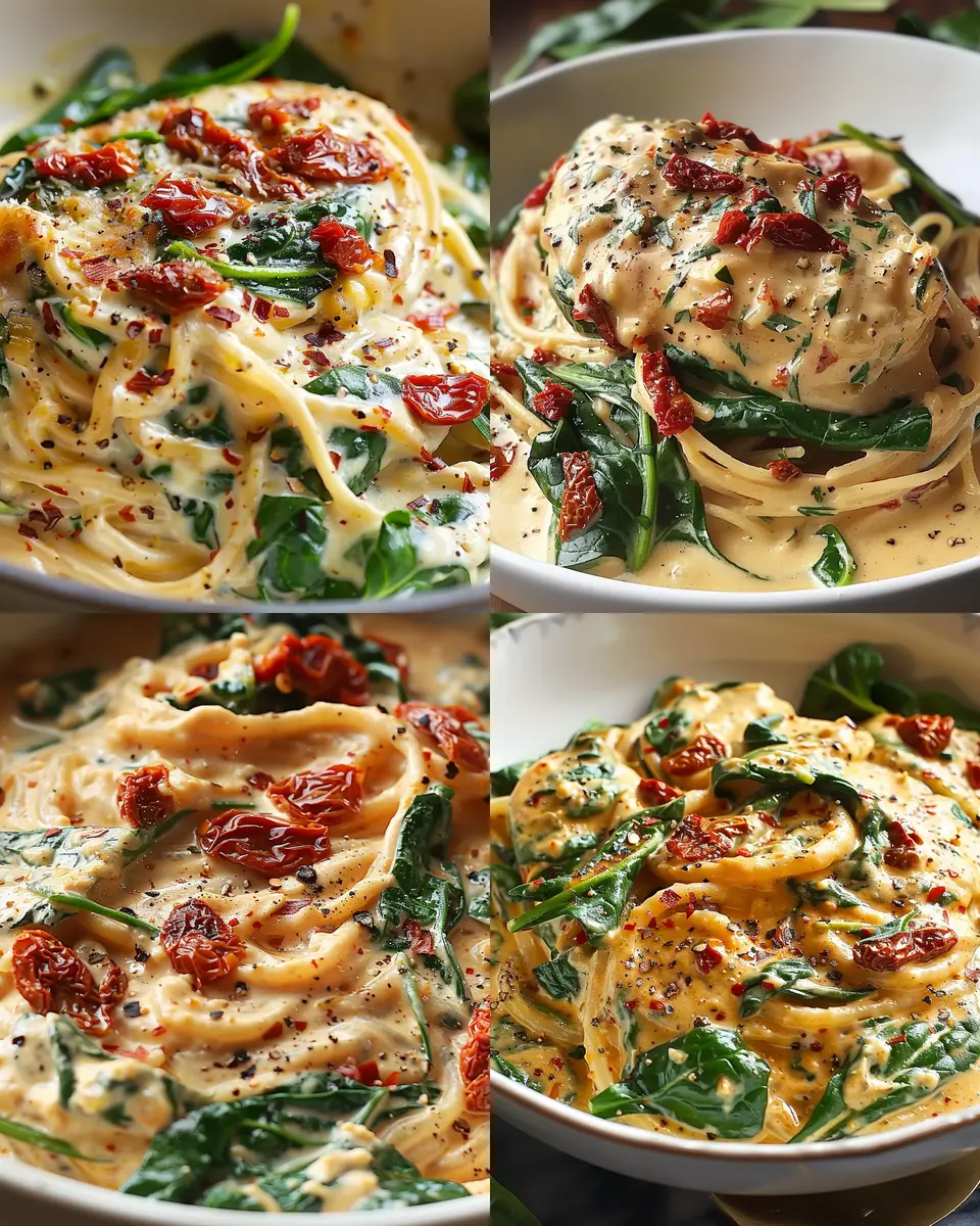 Spinach with Sun-Dried Tomato Cream Sauce