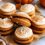 pumpkin whoopie pies with brown butter cream cheese frosting
