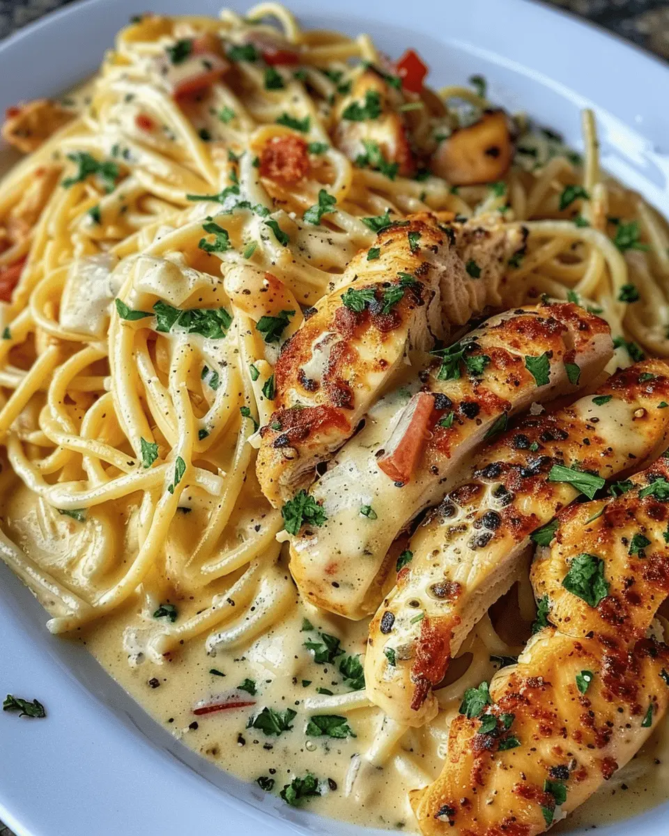 Garlic Parmesan Chicken Spaghetti in Spicy Cajun Cream Sauce