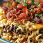 Bacon Cheeseburger Ramen Noodle Bake