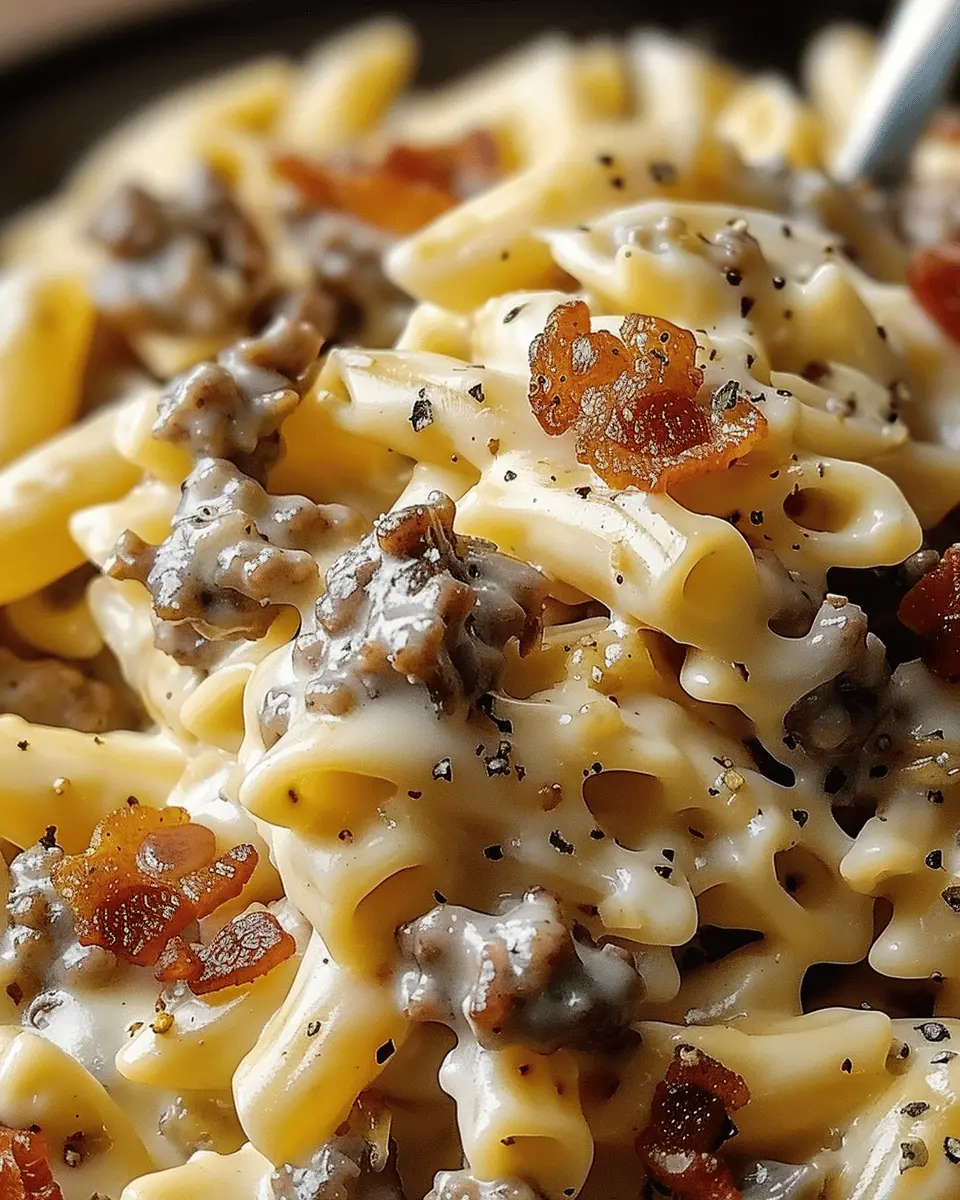 Loaded Bacon Cheeseburger Alfredo Pasta