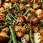 Sautéed potatoes and fresh green beans