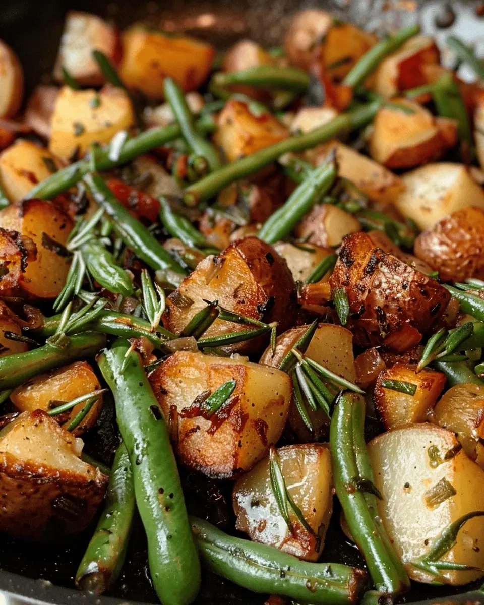 Sautéed potatoes and fresh green beans
