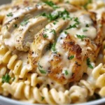 Creamy Garlic Butter Chicken and Rotini in Parmesan Sauce