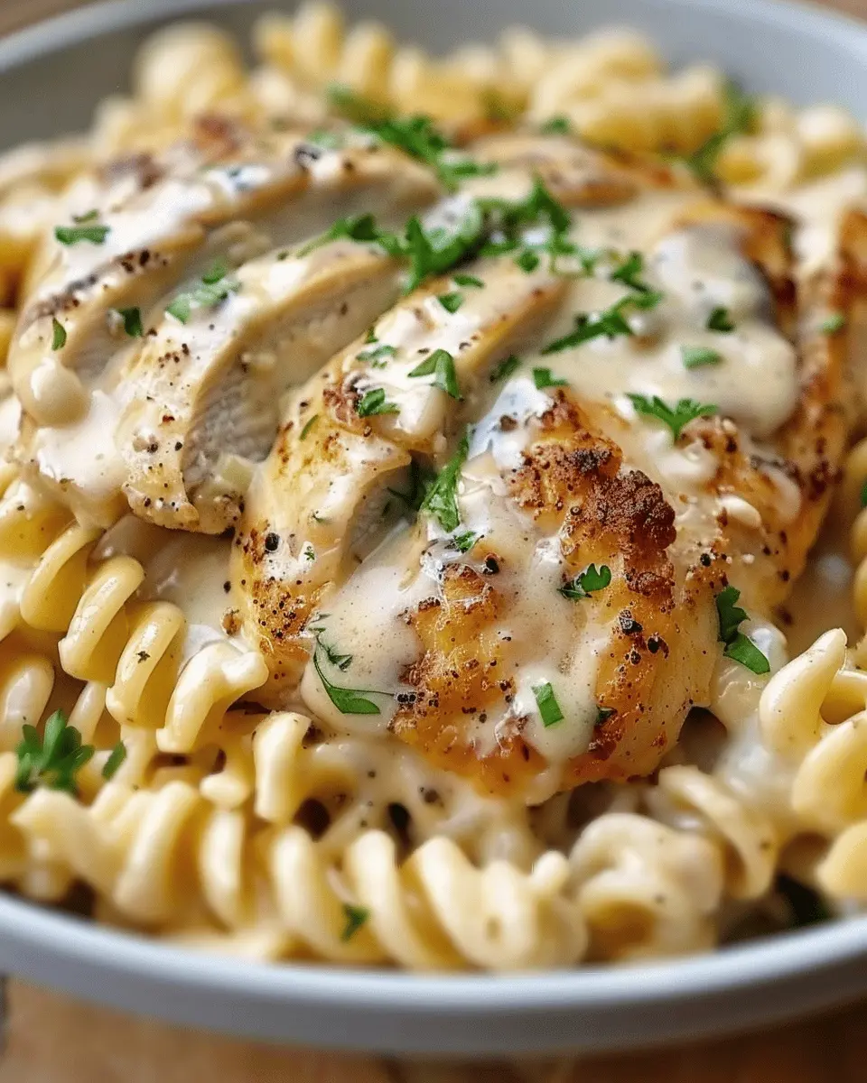 Creamy Garlic Butter Chicken and Rotini in Parmesan Sauce