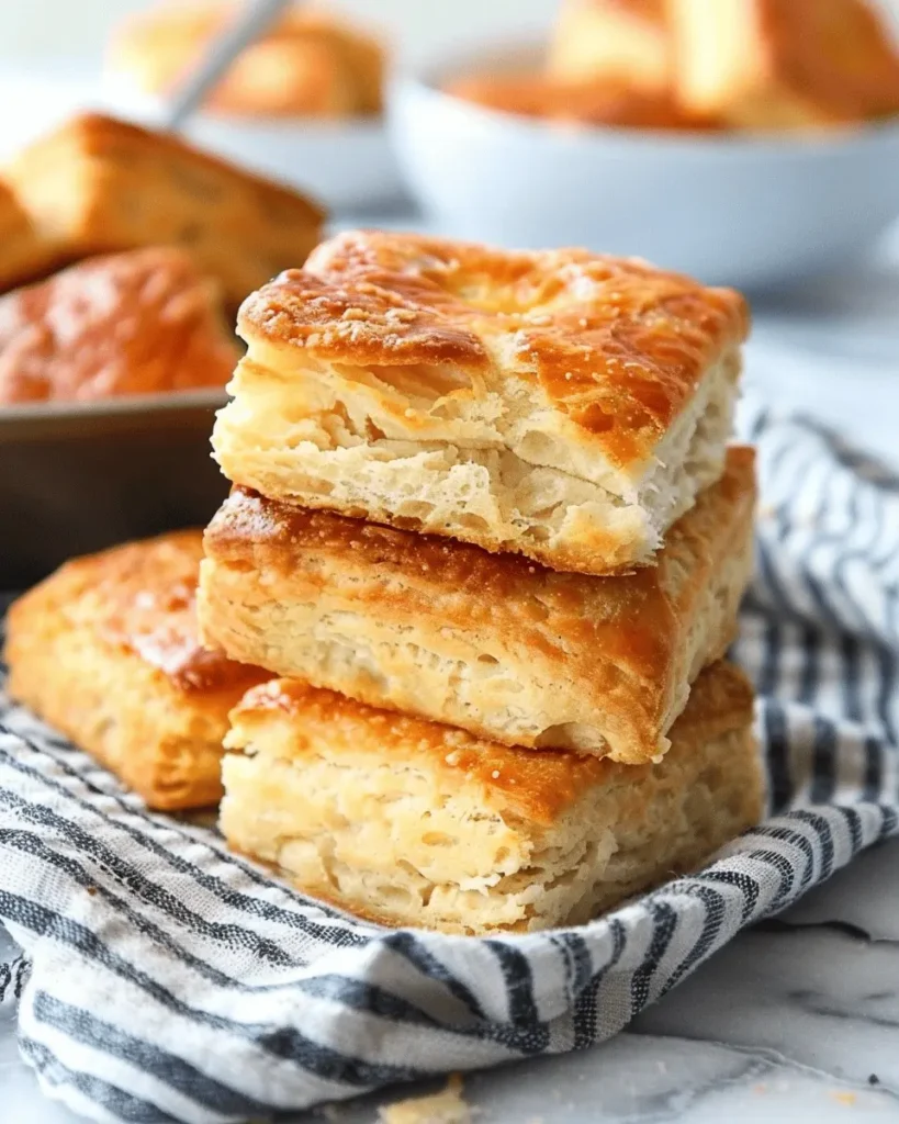 Fluffy Buttery Square Biscuits