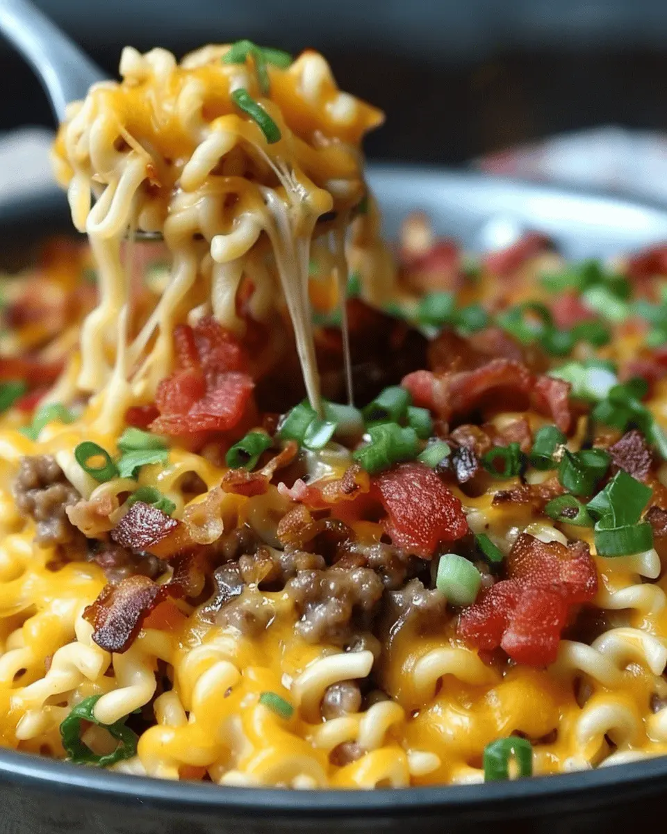 Bacon Cheeseburger Ramen Noodle Bake