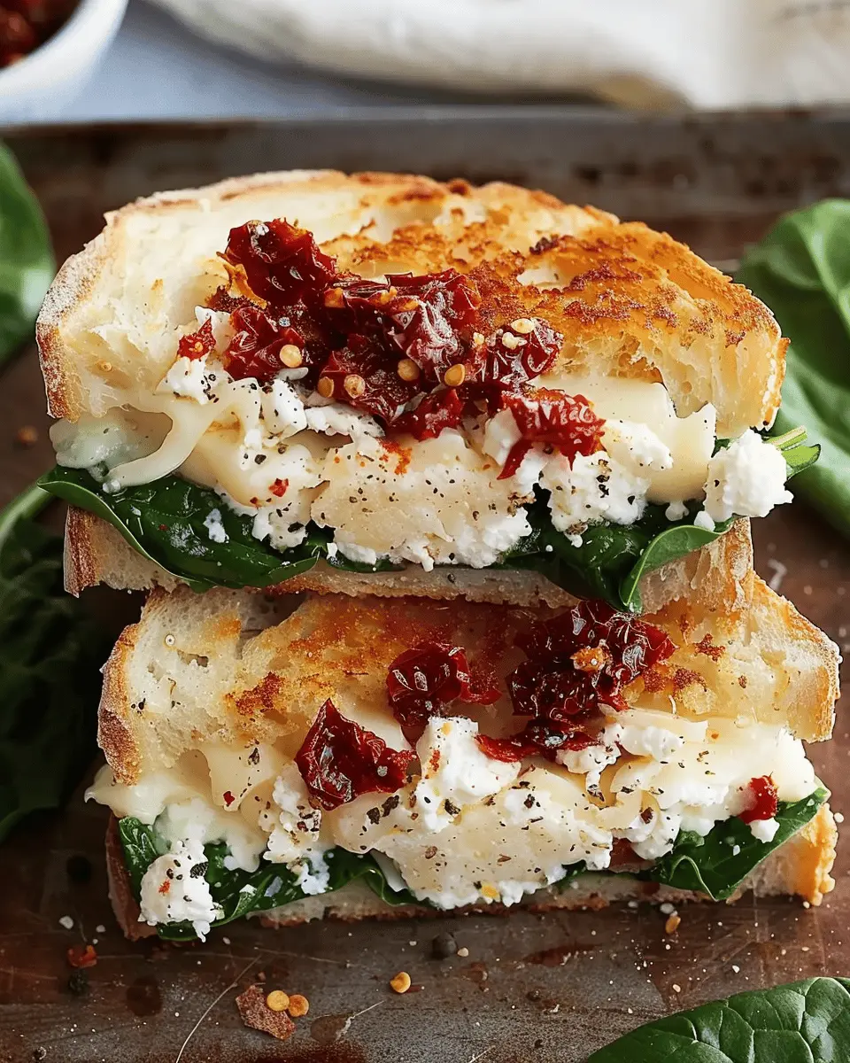 Sun-Dried Tomato, Spinach, and Ricotta Grilled Cheese