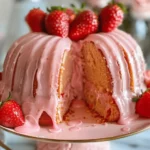 Strawberry Bundt Cake with Pink Glaze