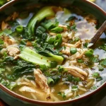 Ginger Chicken and Rice Soup with Bok Choy
