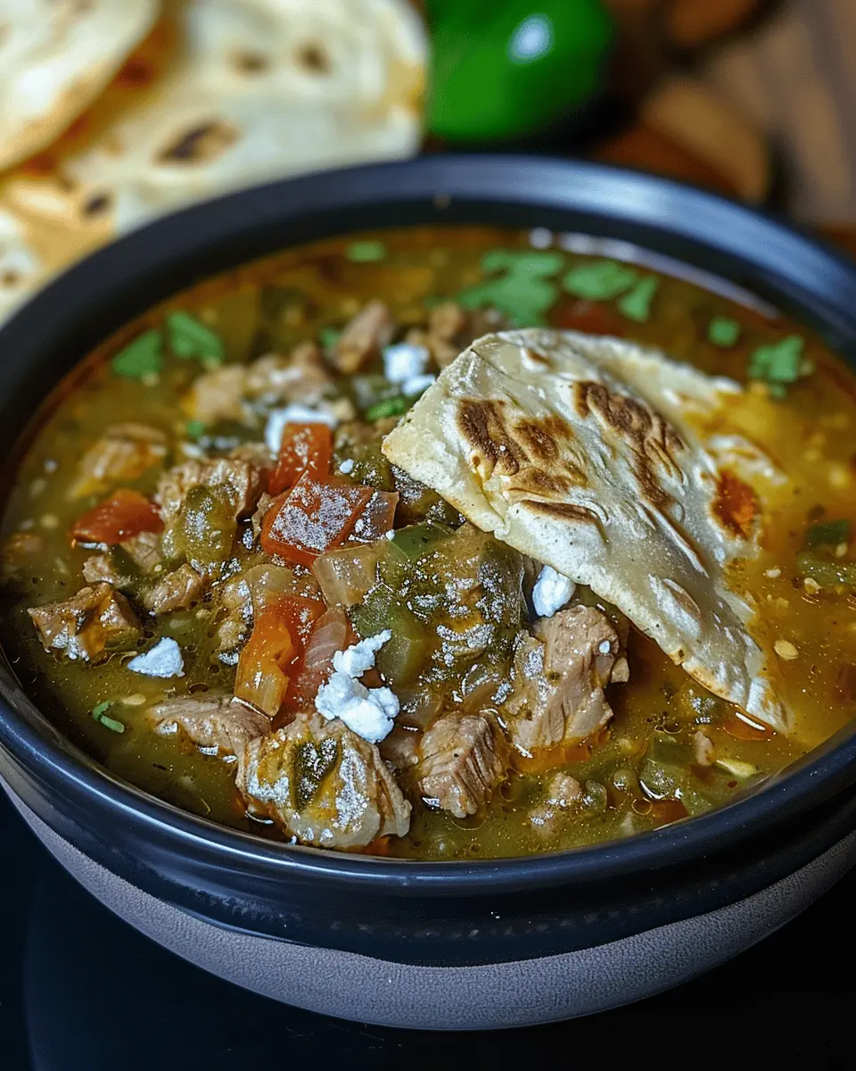 Green Chile Stew With Hatch Hot and Homemade Tortillas