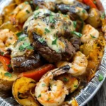 Cheesy steak & shrimp potatoes